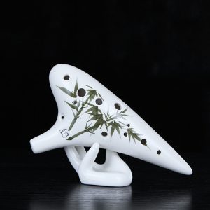 Floral Pattern Ceramic 12-Hole Ocarina – Traditional Craft