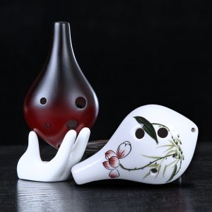 Blue Floral 6-Hole Ceramic Ocarina – Traditional Chinese Style