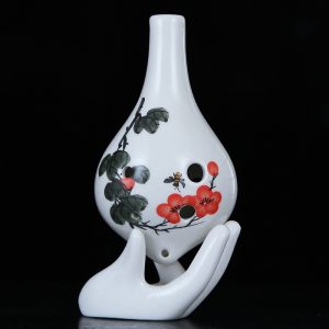 Handmade 6-Hole Ceramic Ocarina – Glossy White Alto C