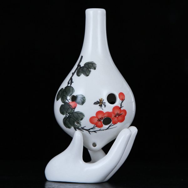 Handmade 6-Hole Ceramic Ocarina – Glossy White Alto C