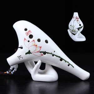 Handmade 12-Hole Ocarina in Ice Crackle White – Alto C