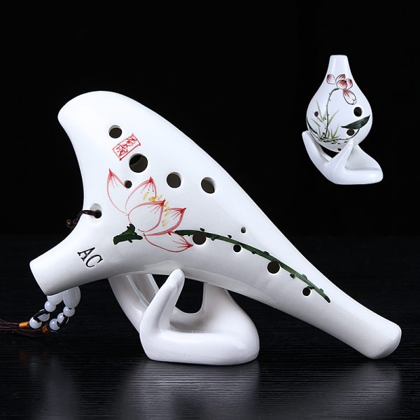 Handmade 12-Hole Ocarina in Ice Crackle White – Alto C