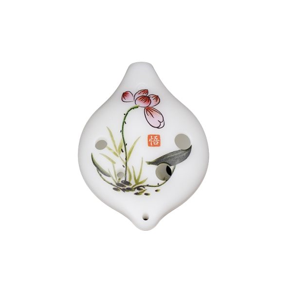 Chinese Lotus Printed 6-Hole Plastic Ocarina Beginner Portable Plastic Flute