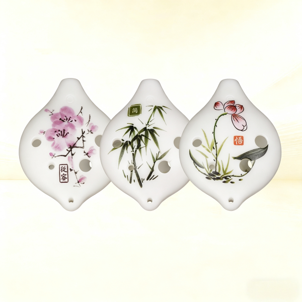 Chinese Lotus Printed 6-Hole Plastic Ocarina Beginner Portable Plastic Flute